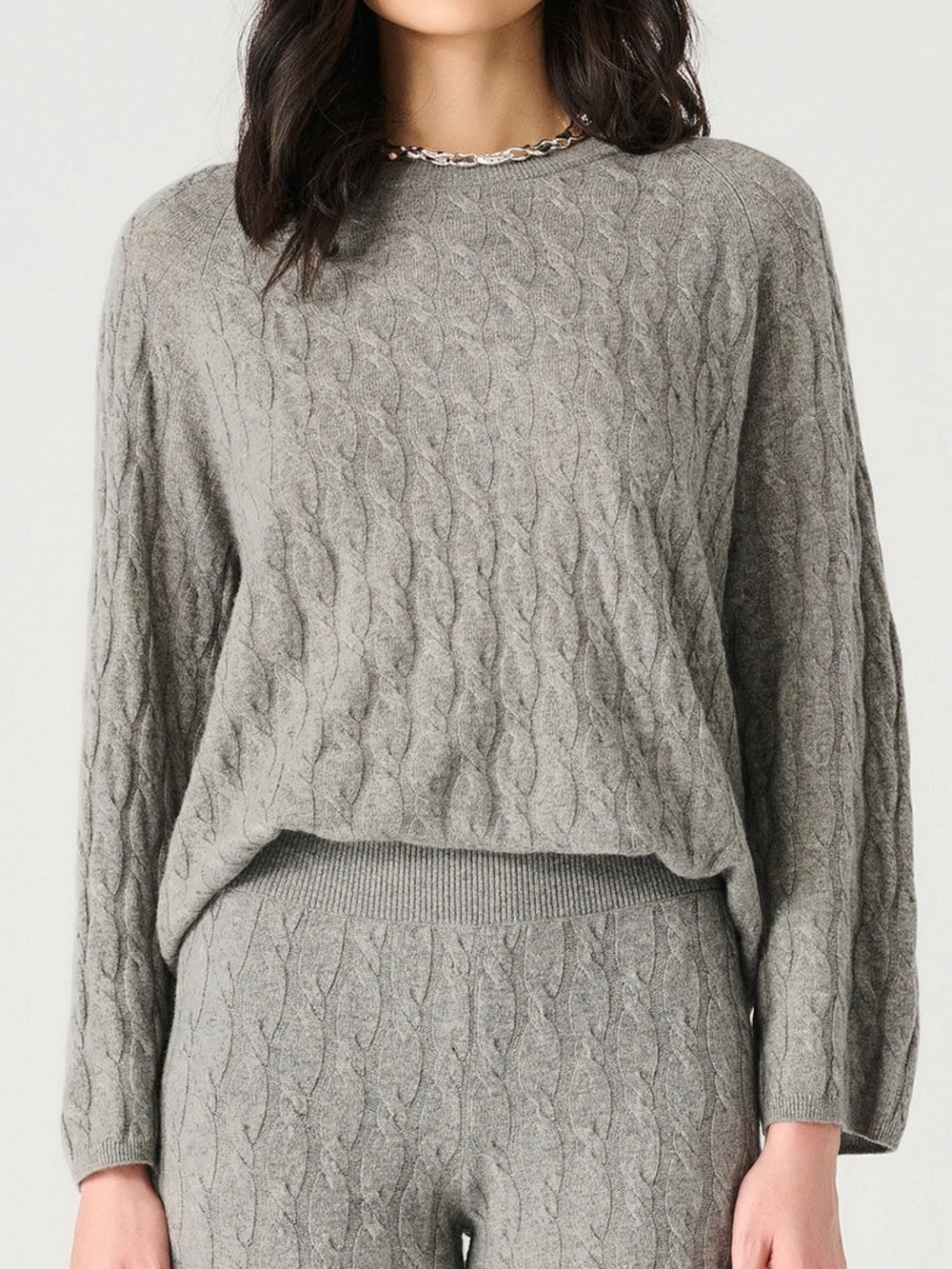 Dex Heather Gray Cable Knit Sweater Set